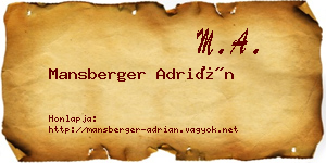 Mansberger Adrián névjegykártya